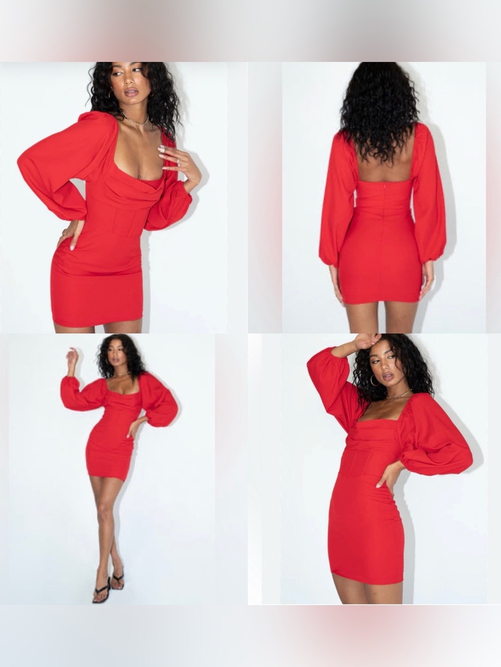 Princess Polly Lillie Long Sleeve Red Dress Size 6